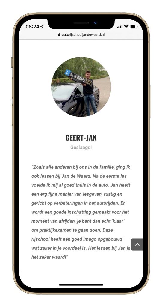Testimonial Autorijschool Jan de Waard Mobile 3 low res