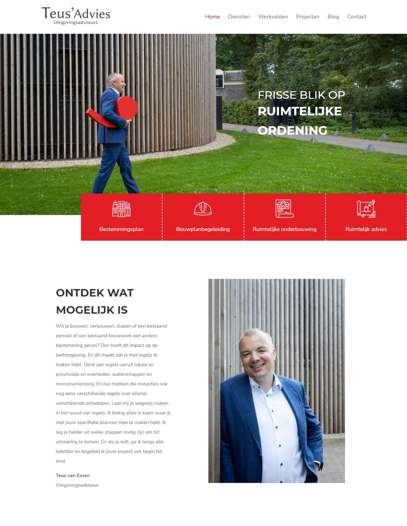 Nieuwe website Teus' Advies homepage