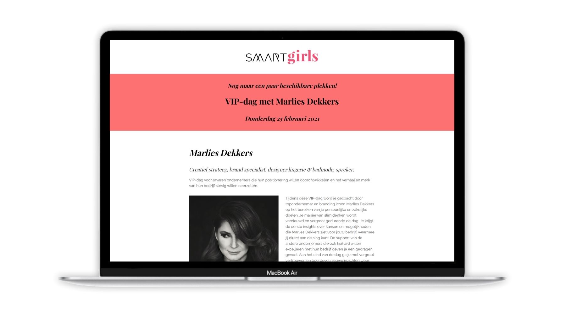 Portfolio Salespage Smartgirls VIP Dag Marlies Dekkers Paula Terpstra Webdesign 1800x1000
