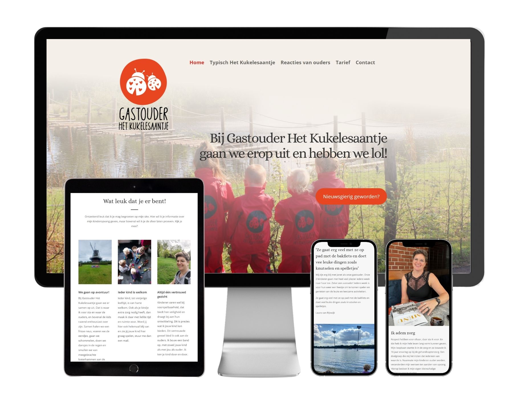 Mock up Janet van Damme Gastouder Het Kukelesaantje Website in een Dag Paula Terpstra