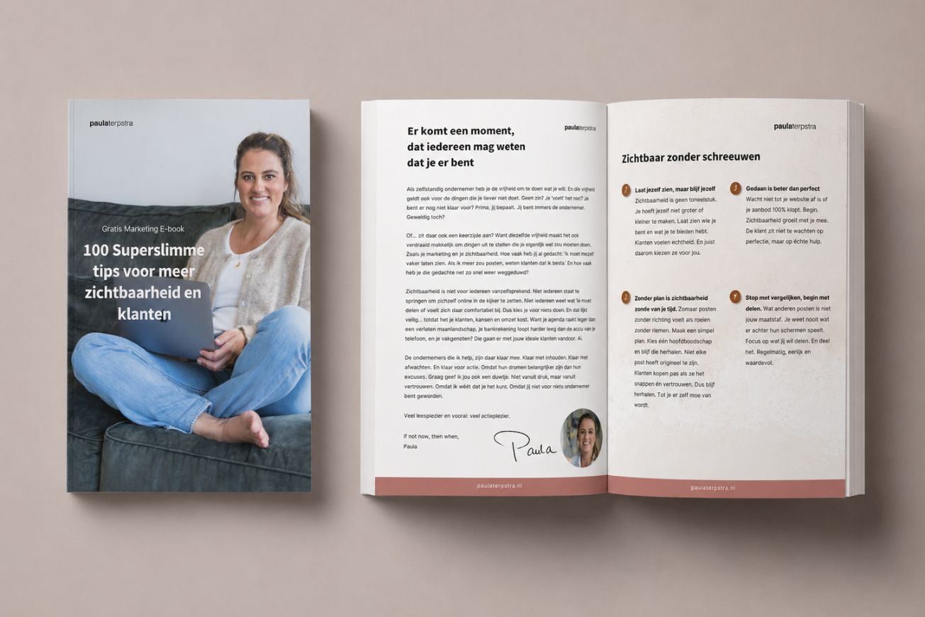 Klik hier om de e-books te checken! Mock up Paula Terpstra 100 tips voor meer zichtbaarheid ebook (1)